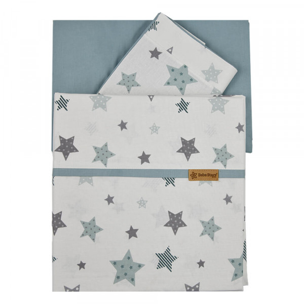 Bebe stars Σετ Σεντόνια 3τμχ Grey Stars 201-184