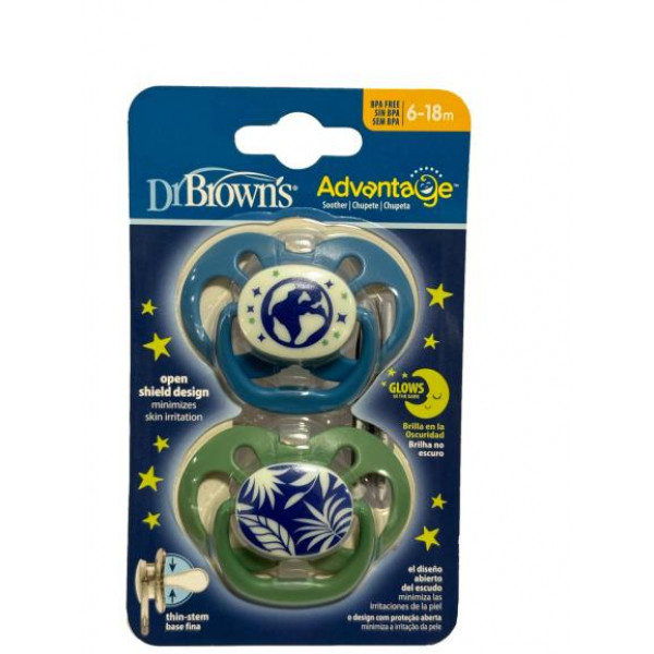 Dr Brown s Advantage Night Σιλικόνης Blue Astronaut 6-18m 2τμχ  PA 22004