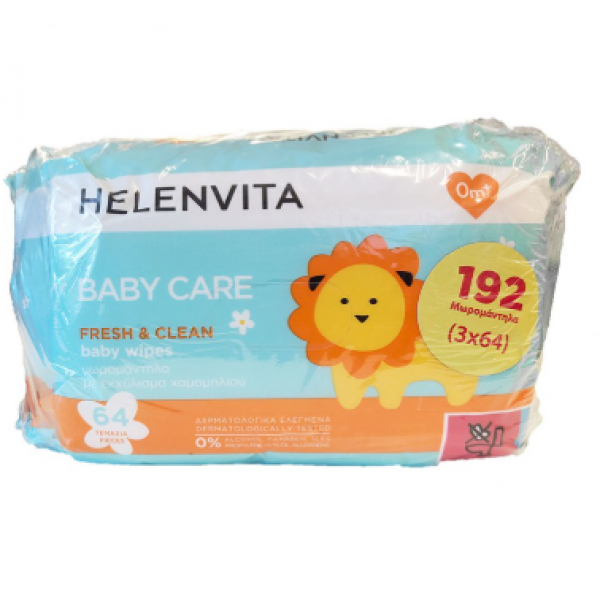 Helenvita Baby Mωρομάντηλα με Εκχύλισμα Χαμομηλιού 3x64τμχ