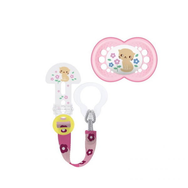 MAM Σετ Πιπίλα Original 6-16m &amp; Clip it Ροζ 319SG