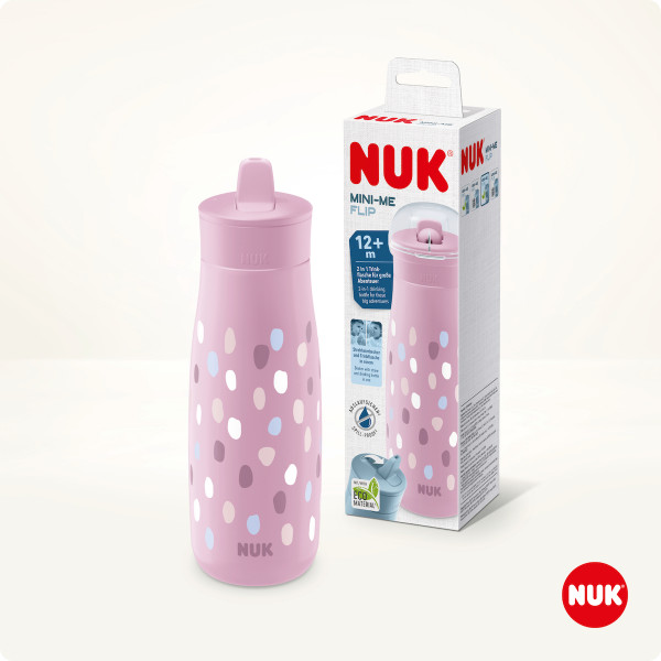 Nuk Mini-Me Flip Πλαστικό Παγούρι από 12μηνών Ροζ 450m 225.327