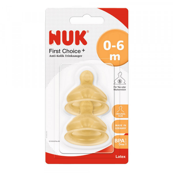 Nuk First Choice+ Θηλή Καουτσούκ 0-6Μηνών Medium 2τμχ 701.236