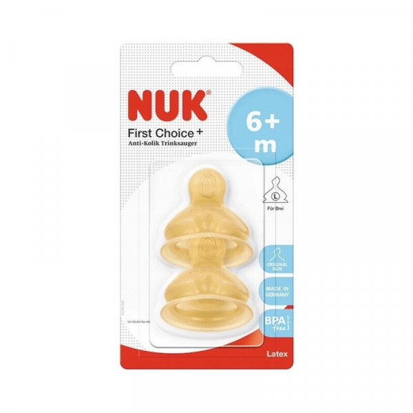 Nuk Θηλή First Choice 2τμχ Καουτσούκ Medium 6m+ 713.243