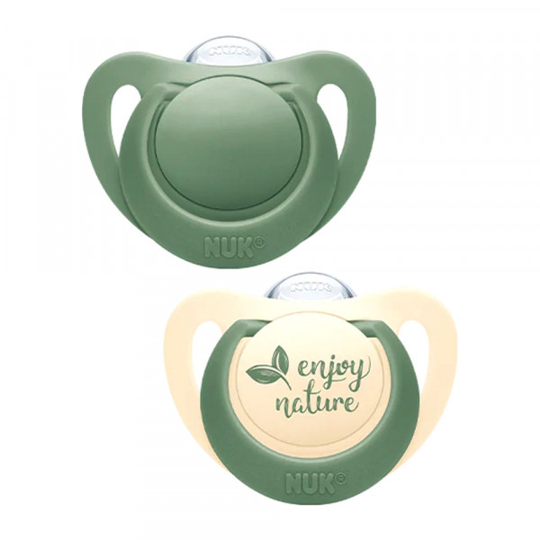 Nuk For Nature Πιπίλες Σιλικόνης για 0-6 μηνών 2τμχ  730.762green