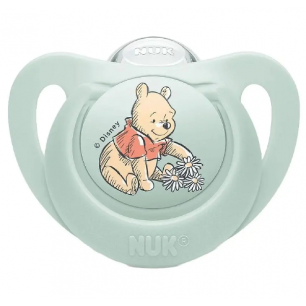 Nuk Πιπίλα Σιλικόνης Star Disney Winnie the Pooh Λαχανί 0-6m 1τμχ 730.904Winnie