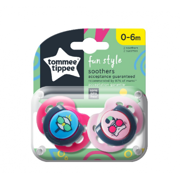 Tommee Tippee Πιπίλα σιλικόνης Fun Style  0-6 μηνών pink 43335702pink