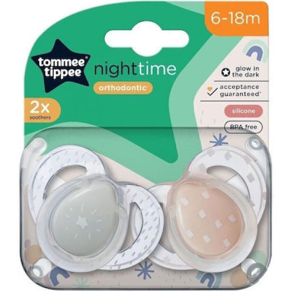 Tommee Tippee Πιπίλες σιλικόνης Night 6-18m (2τμχ) 43336297.pink