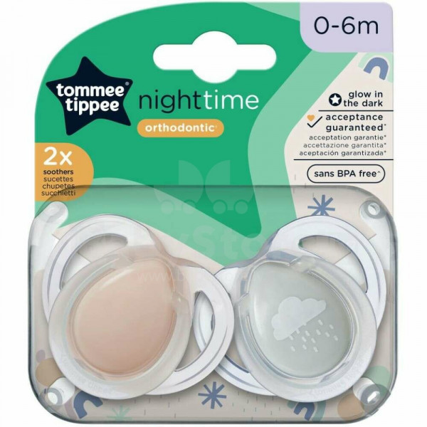 Tommee Tippee Πιπίλες σιλικόνης Night 0-6m (2τμχ) 43338095.grey