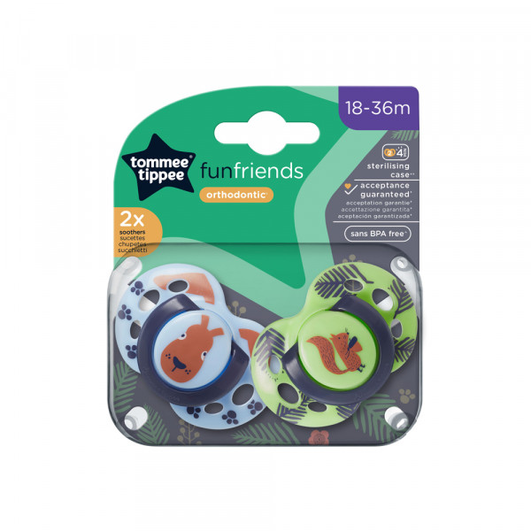 Tommee Tippee Πιπίλα σιλικόνης Fun Friends 18-36 μηνών Blue & Green 43340394.blue