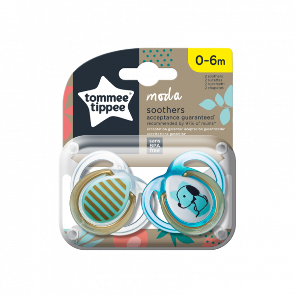 Tommee Tippee Πιπίλα σιλικόνης MODA για αγόρι 0-6m (2τμχ) 433488