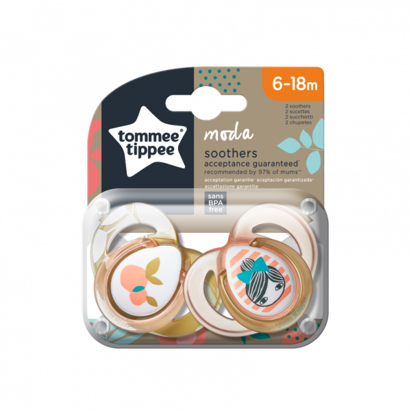 Tommee Tippee Πιπίλα σιλικόνης MODA για κορίτσι 6-18m (2τμχ) 433489