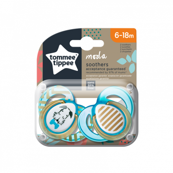 Tommee Tippee Πιπίλα σιλικόνης MODA για αγόρι 6-18m (2τμχ) 433490