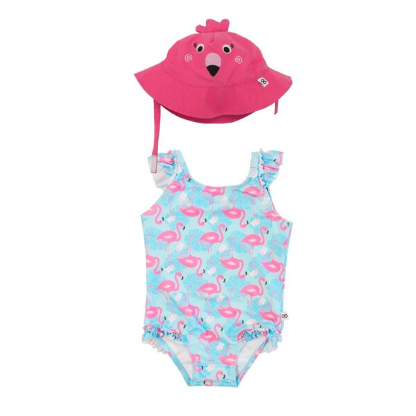 Zoocchini  Σετ Ολόσωμο Μαγιώ με UV Καπέλο Franny the Flamingo - 6-12m ZOO16302-6-12M