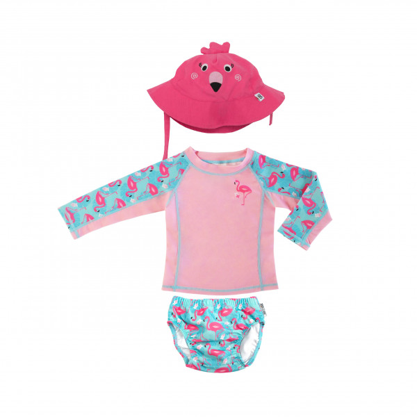 Zoocchini Σετ UV Μαγιώ Καπέλο Μπλούζα Franny the Flamingo - 6-12m ZOO16002-6-12M